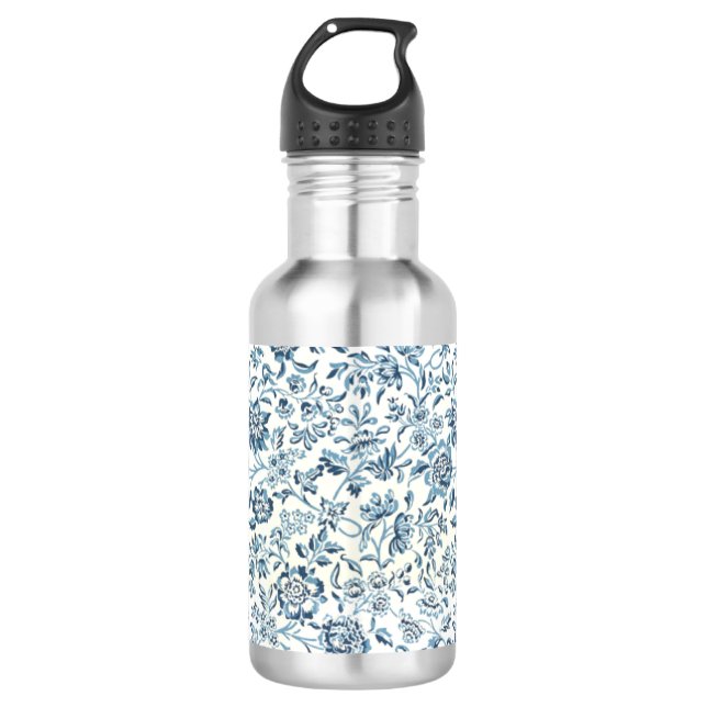 Bouteille D'eau Fleur bleue 18 onces. Acier inoxydable (Devant)