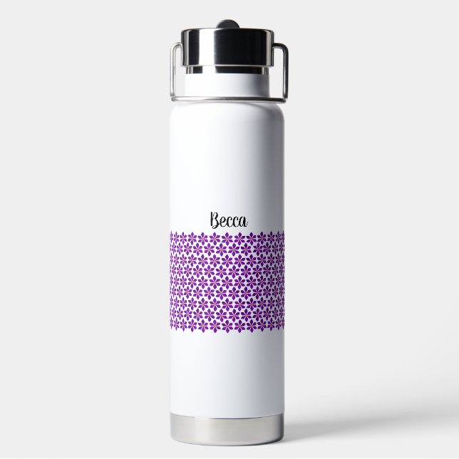 Bouteille D'eau Fleur de Clematis violet gras personnalisée (Arrière)