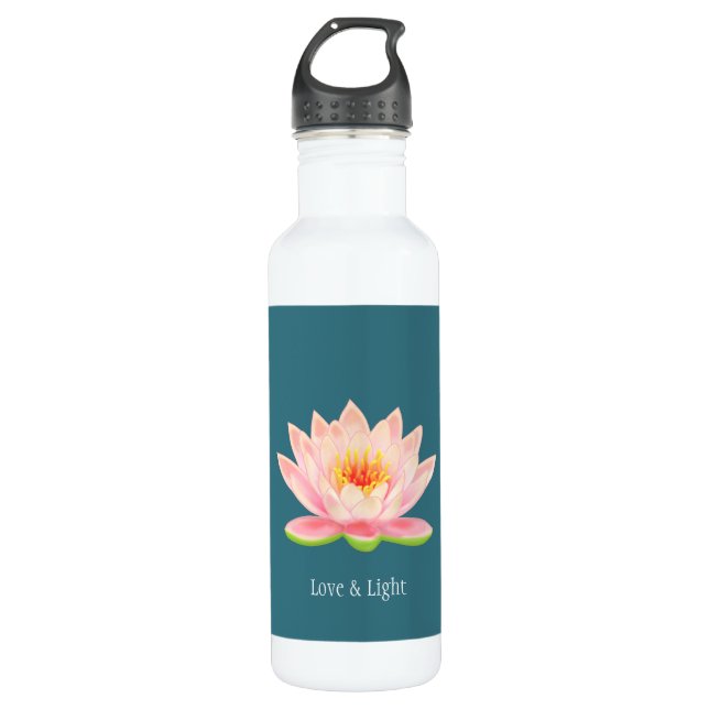 Bouteille D'eau Fleur de Lotus rose Turquoise (Devant)