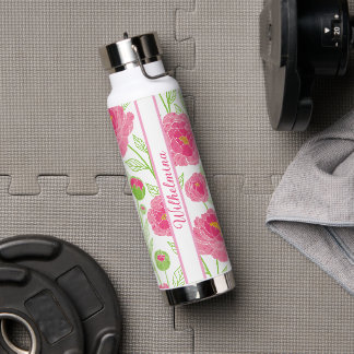 Bouteille D'eau Fleur de Pivoine Rose Personnalisée