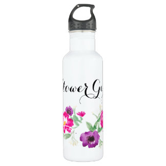 Bouteille D'eau Fleur Fille Aquarelle Fleurs Eau