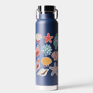 Bouteille D'eau Fleur sauvage Coquillage Clam Vibes estivales Flor