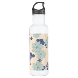 Bouteille D'eau Fleurs Bleues, Fleurs Violettes, Motif Floral