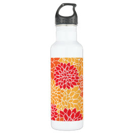 Bouteille D'eau Fleurs Dahlia, Motif De Fleurs, Dahlia Orange
