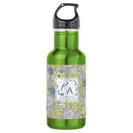 Bouteille D'eau Fleurs de bouquet minuscules lavande gris