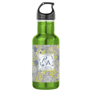 Bouteille D'eau Fleurs de bouquet minuscules lavande gris