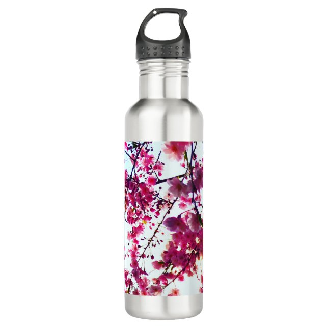 Bouteille D'eau Fleurs de cerisiers roses (Devant)