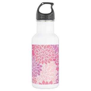 Bouteille D'eau Fleurs de dahlia, motif de fleurs, dahlia rose