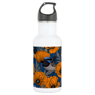Bouteille D'eau Fleurs de fleurs et fleurs de pavot orange