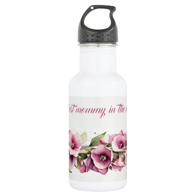 Bouteille D'eau Fleurs de la Fête des Mères Aquarelle Mallow (Devant)