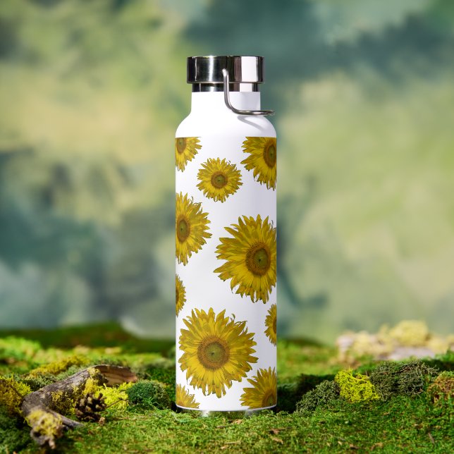 Bouteille D'eau Fleurs de soleil rayées jaunes (Extérieur)