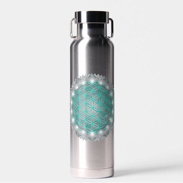 Bouteille D'eau FLEURS DE VIE - Géométrie Sacrée Lumière 2 (Avant)