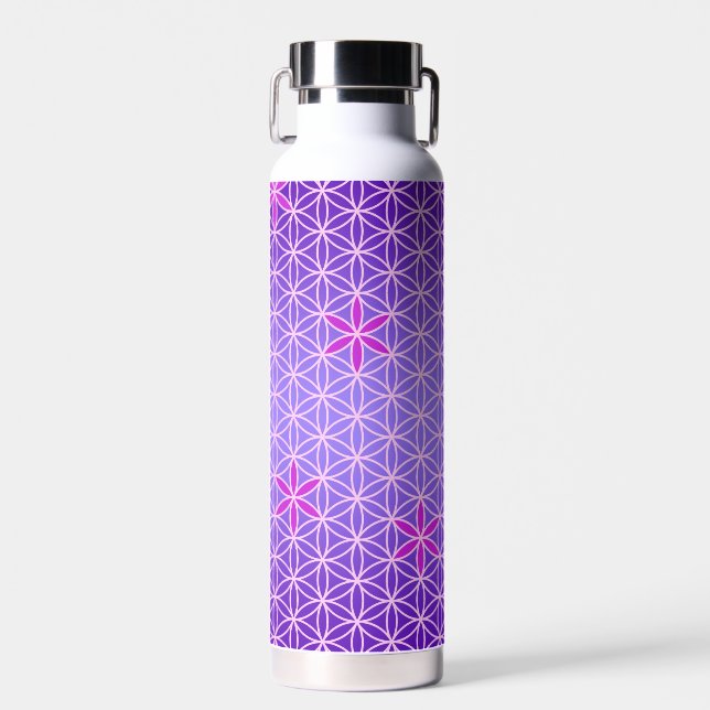 Bouteille D'eau FLEURS DE VIE - motif rose magenta (Avant)