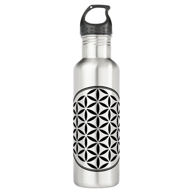 Bouteille D'eau FLEURS DE VIE - Symbole de géométrie sacrée plein  (Devant)