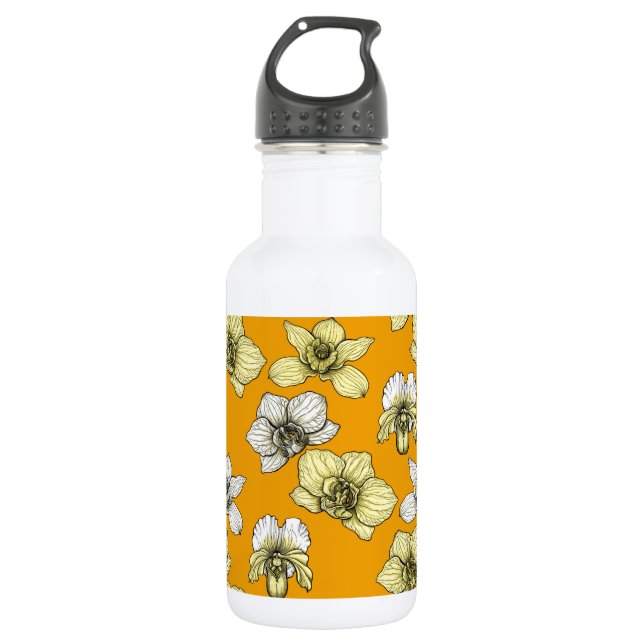 Bouteille D'eau Fleurs d'orchidées jaune et blanc (Devant)