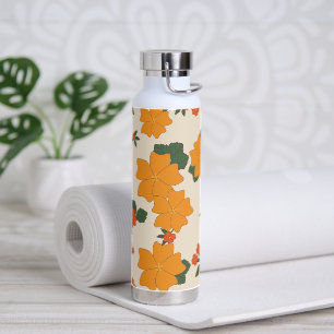 Bouteille D'eau Fleurs Oranges, Motif Floral, Motif De Fleurs