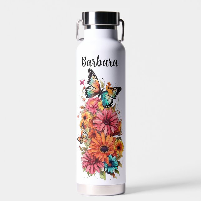 Bouteille D'eau Fleurs Personnalisées (Avant)