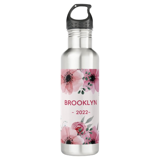 Bouteille D'eau Fleurs roses modernes (Devant)