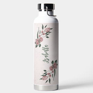 Bouteille D'eau fleurs roses romantiques verdure