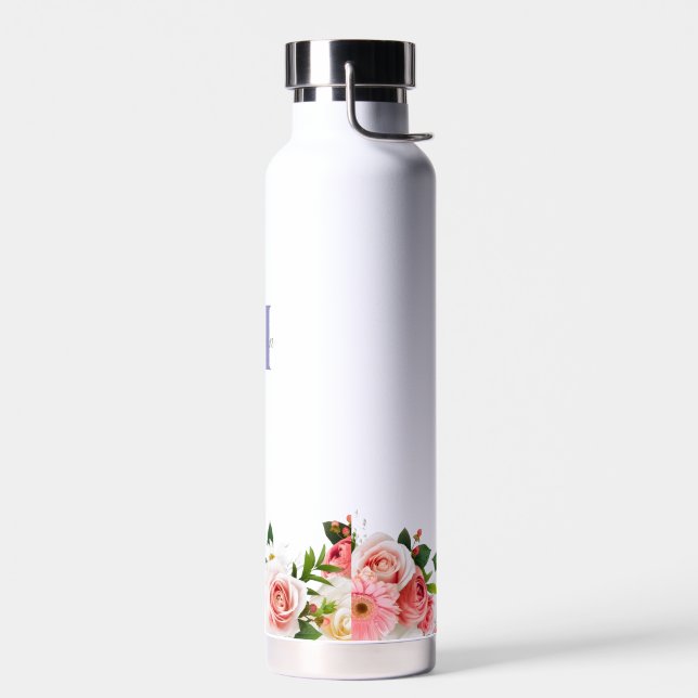 Bouteille D'eau Fleurs sauvages botaniques féminins avec Monogramm (Gauche)