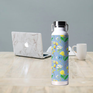 Bouteille D'eau Fleurs sauvages délicieux en bleu ciel. Personnali