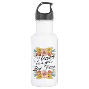 Bouteille D'eau Fleurs sont une fille meilleur ami - Zinnia Art