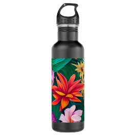 Bouteille D'eau Fleurs tropicales colorées Motif
