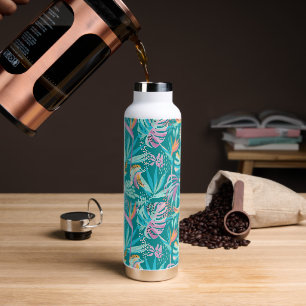 Bouteille D'eau Fleurs tropicales et motif feuille