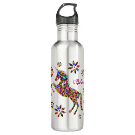 Bouteille D'eau Fleurs Unicorne Magique Je Crois Personnaliser