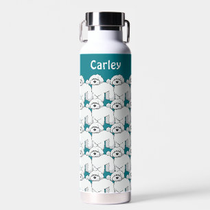 Bouteille D'eau Floofing White Motif Chiot Personnalisé