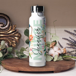 Bouteille D'eau Floral Nurse Girl Ajouter le nom Tumbler Water Bot