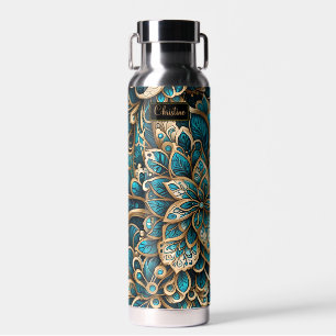 Bouteille D'eau Floral Peacock Blue Mandala