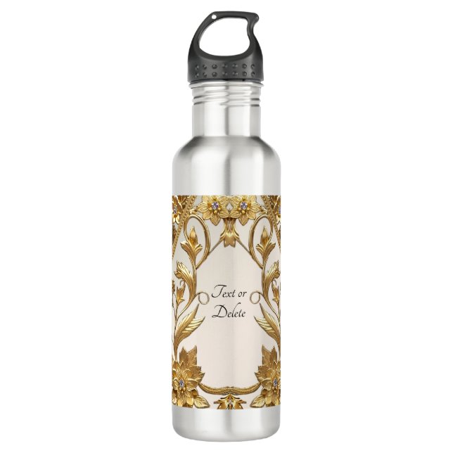 Bouteille d'eau florale Feuille Golden Wavy (Devant)