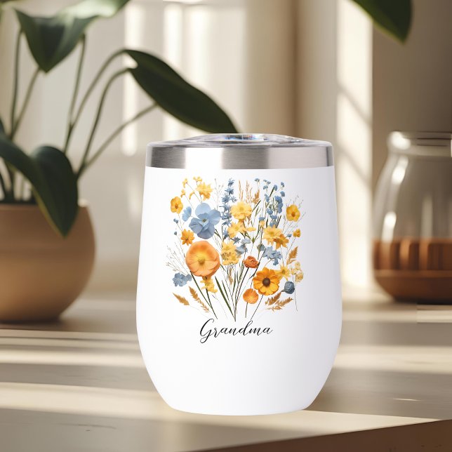 Bouteille d'eau florale personnalisée pour grand-m (Créateur téléchargé)