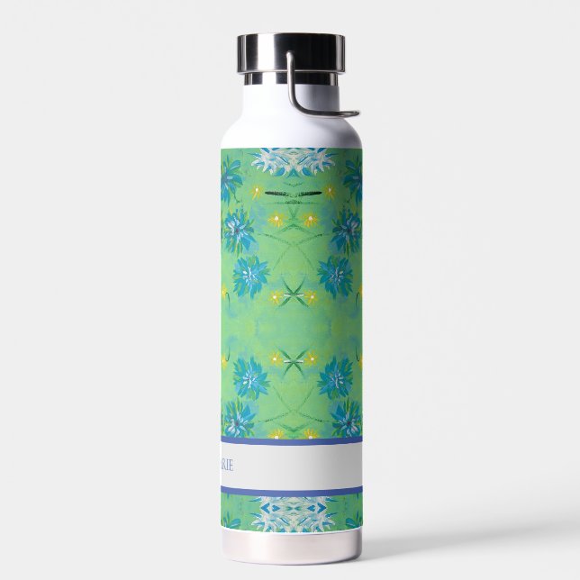 Bouteille d'eau florale personnalisée Turquoise Tw (Gauche)