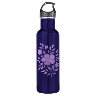 Bouteille d'eau florale violette