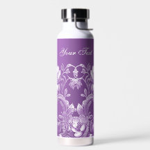Bouteille d'eau florale violette