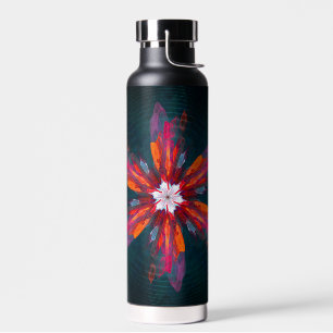 Bouteille D'eau Flore Mandala Flowers Orange Red Blue Abstract