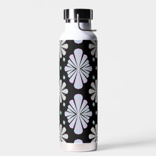 Bouteille D'eau Formes florales pastel sur fond noir