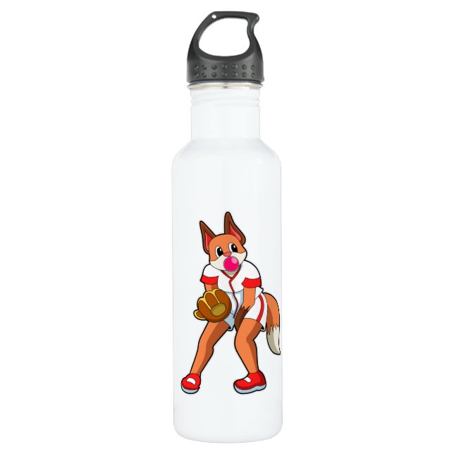 Bouteille D'eau Fox au baseball avec gant de baseball (Devant)