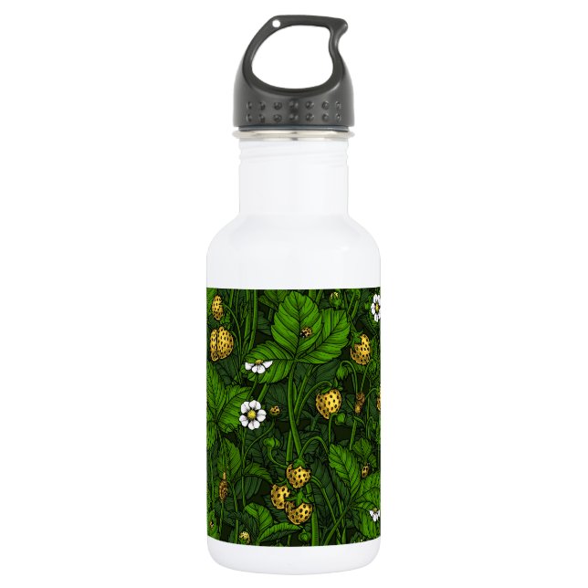 Bouteille D'eau Fraises sauvages, jaunes et vertes (Devant)