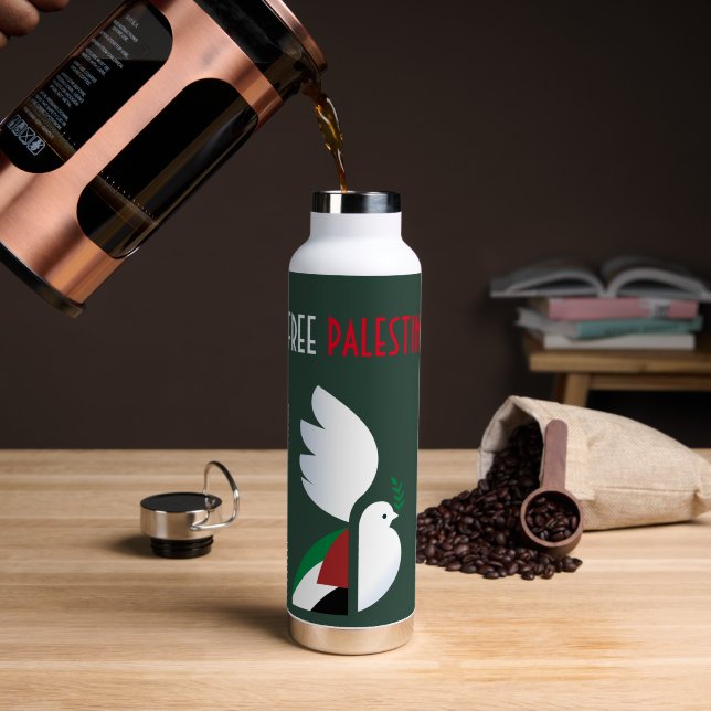 Bouteille d'eau Free Palestine - Activiste Stainle (Café (pivoté))