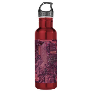 Bouteille D'eau Fuchsia Cyber Circuit Board Tech Art Electronique