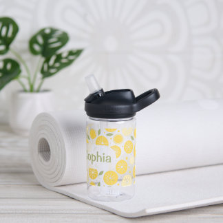 Bouteille D'eau Fun jaune vif Citron Fruit Enfants Nom École