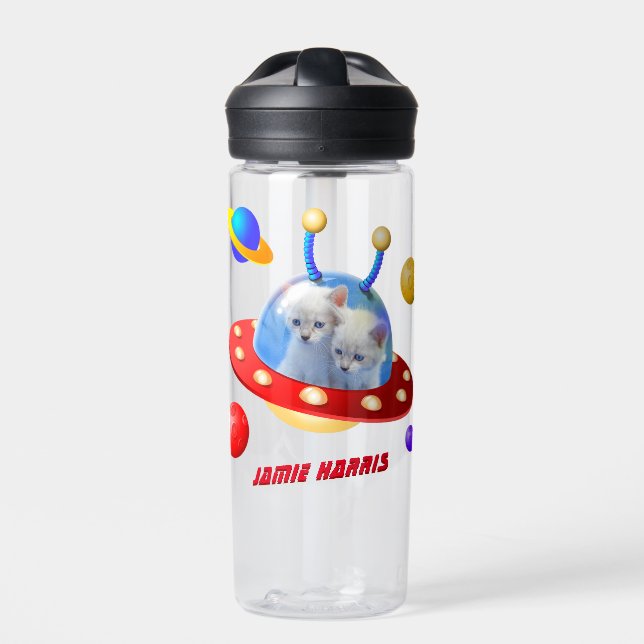 Bouteille D'eau Funky SciFi Cats Outer Space Boys Astronaut UFO (Extérieur)