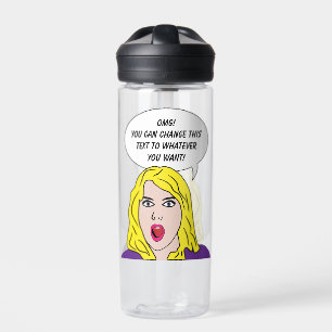 Bouteille D'eau FUNNY RETRO WOMAN texte personnalisé