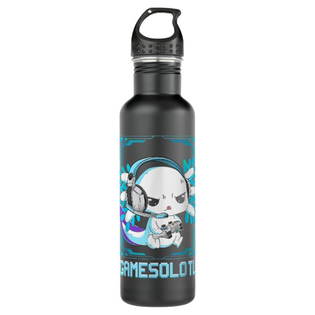 Bouteille D'eau Gamesolotl Axolotl Vidéo Gamer Kawaii Anime Cadeau (Devant)