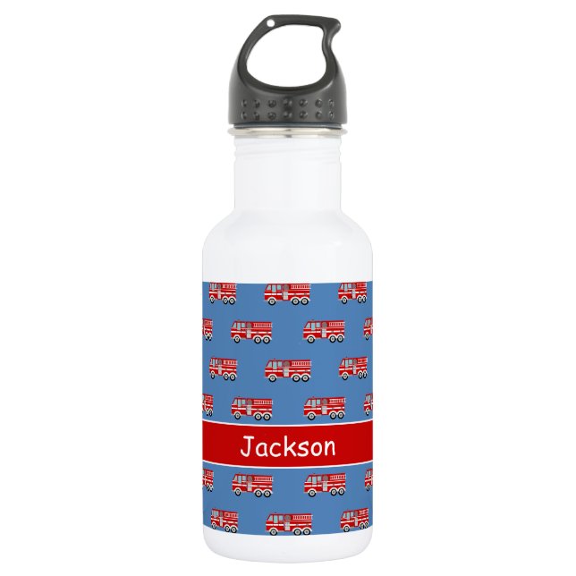 Bouteille D'eau Garçon personnalisé Motif de camion de pompiers ro (Devant)