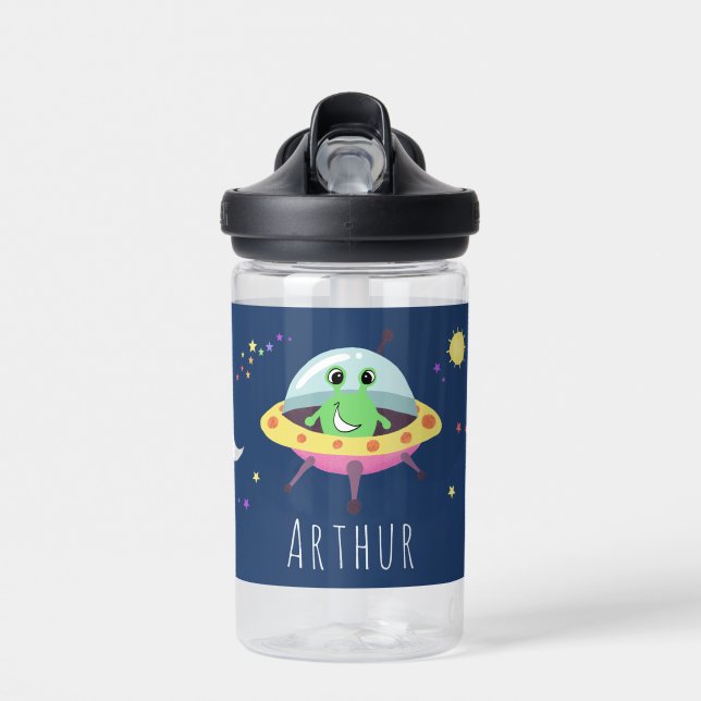 Bouteille D'eau Garçons Cute Blue Space Alien Monster Kids School (Avant)