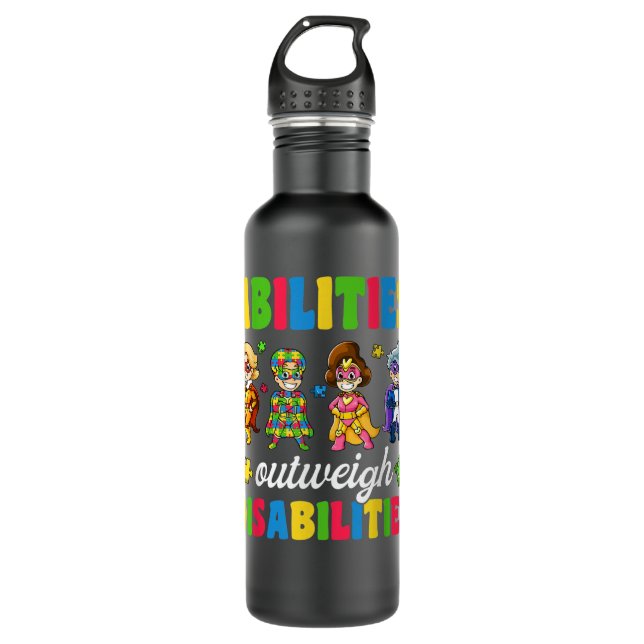 Bouteille D'eau Garçons Enfants Autisme Chemises, Capacités Plus Q (Devant)